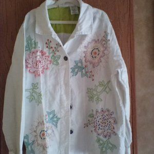 White Denim Jacket with beautiful embroidery